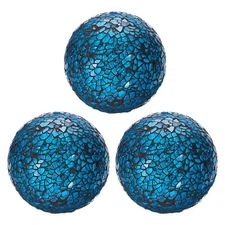 3Pcs Decorative Glass Balls 3.15 Inch Mosaic Glass Ball, Dark Blue