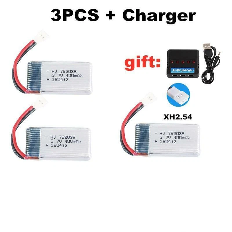 Lipo Battery 752035 3.7v 400mah 20c For Hubsan X4 H107 H107d H107l Jd385 388 Rc - Image 3 of 4