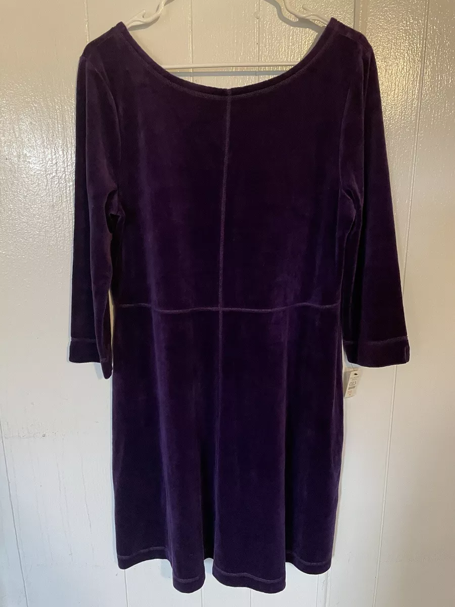 Talbots Womens Size Large Petite Purple Velvet Dress Knee Length New W/tags  2824