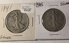 1941-1945- Silver Walking Liberty Half Dollar Average Circ 2 coins 1.00 Face 90%