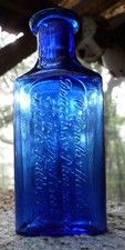 BOTELLA DE FARMACÉUTICO DE COLOR NUEVA YORK-azul cobalto-Little Falls-O'Rourke & Hurley-1890