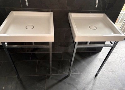 Duravit Starck 1 47x47cm (ohne Hahnloch) weiß + Gestell Chrom