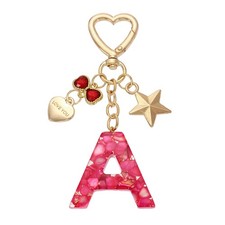 Cute Initial Letter Keychain, Letter-A Keychains for Women Girls Bling Red