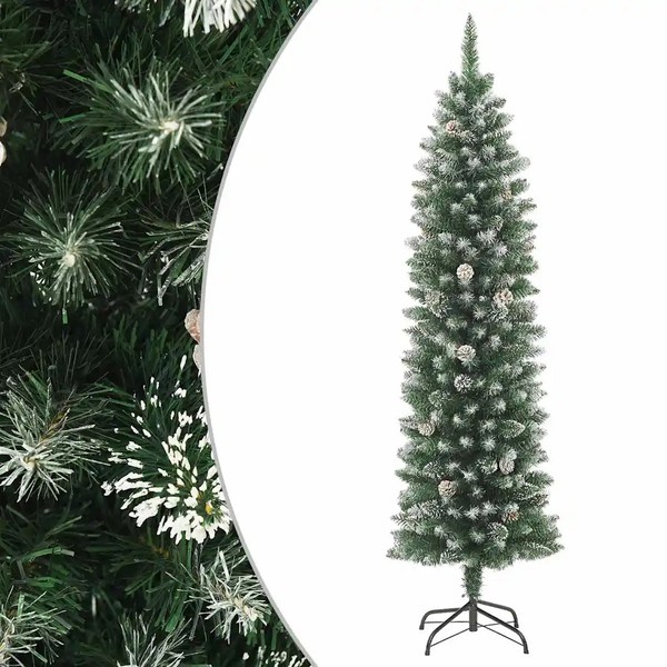 KüNstlicher Weihnachtsbaum Mit StäNder Schlank 210 Cm Pvc-image