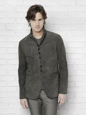 2198 New John Varvatos Woodward Multibutton Grey Suede Jacket EU 48 USA 38