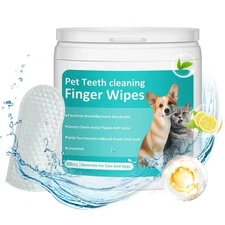 Dog Teeth Cleaning Wipes, Pet Dental Finger Wipes for Dogs & Cats Disposable ...