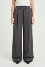 BRUNELLO CUCINELLI WOMEN'S DARK GREY WIDE LEG TROUSERS MSRP 2350 SIZE 46