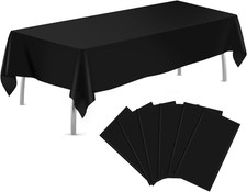 Black 6 Pack Plastic Table Cloth 54" X 108", Disposable Tablecloths Rectangle Ta