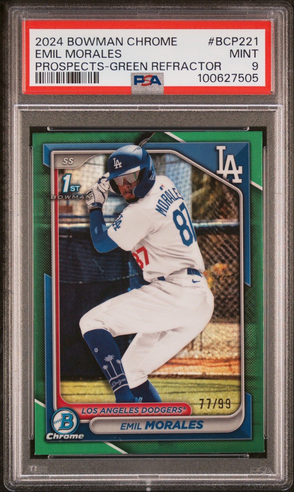 2024 Bowman Chrome Prospects #BCP221 Emil Morales Green /99 PSA 9