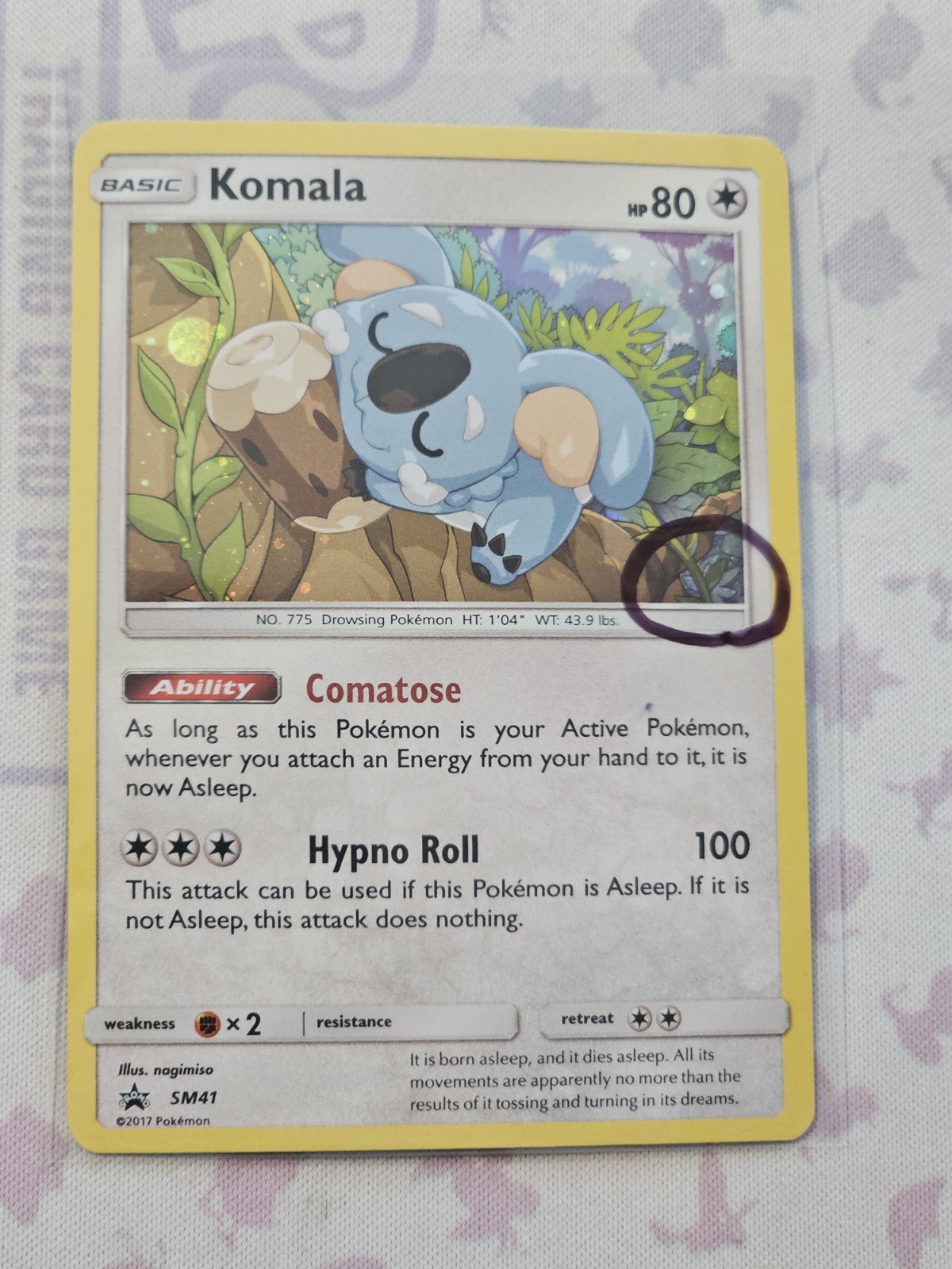🌀 HD Swirl Pokemon TCG Sun & Moon Komala SM41 Black Star Promo Cosmo Holo MP
