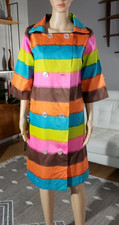 Vintage 60s Smart Time Bright Colorful Striped Double Breasted Housecoat Robe