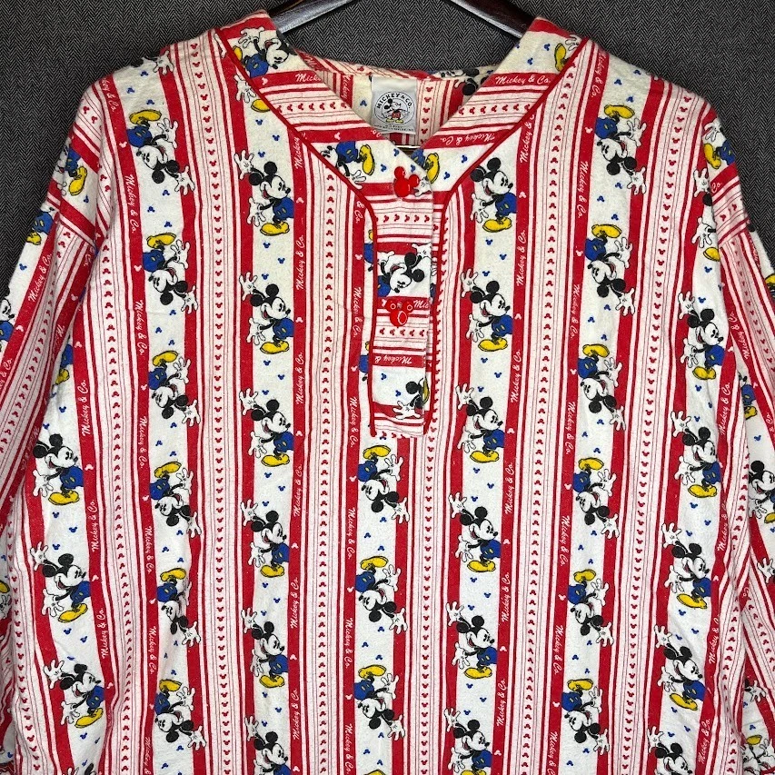 Disney Mickey & Co Henley Pijama Camisa Para Hombre L Rojo Blanco Mickey Mouse Foto 2 de 4