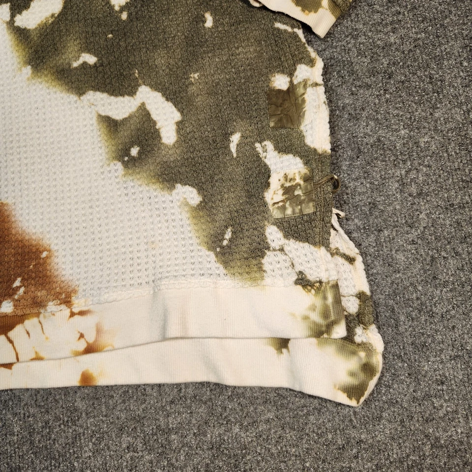 Camisa XCVI Mujer 1X Marrón Verde Tie Dye Waffle Tejido Térmico LEER Foto 2 de 4
