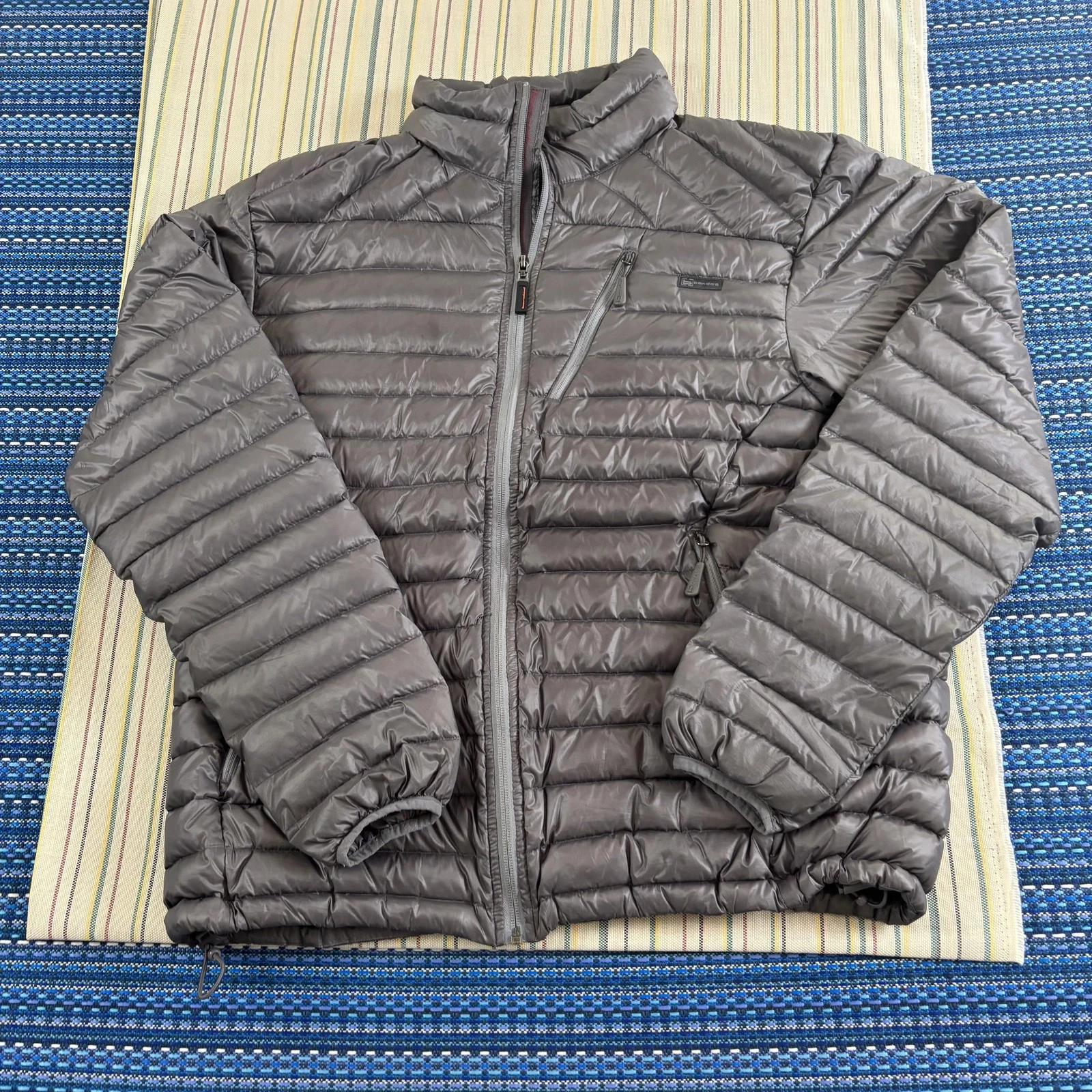 Banded Jacket Mens XL Gray Down Puffer Full Zip Lightweight Outdoor Hiking