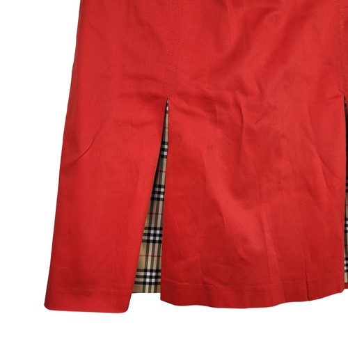 Burberry Golf Nova Check Skirt Red Size 8 Inverted Pleat Zip Button Lined Pocket - Picture 2 of 8