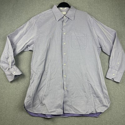 john w nordstrom dress shirt John W Nordstrom Shirt Mens 17 34 Purple Traditional Fit Button Up Pocket  Dress