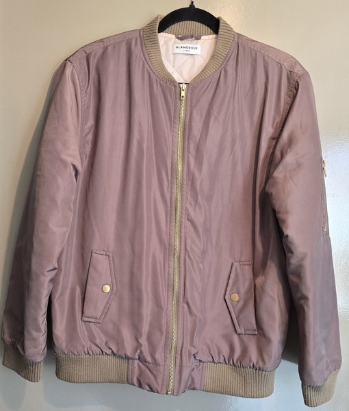 Women's Jacket Size L Bomber Jacket Pre-owned EXCELLENT CONDITION By GLAMOROUS