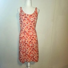 Ann Taylor LOFT Pink Coral Salmon Floral Print 100% Cotton Sundress 8 EUC