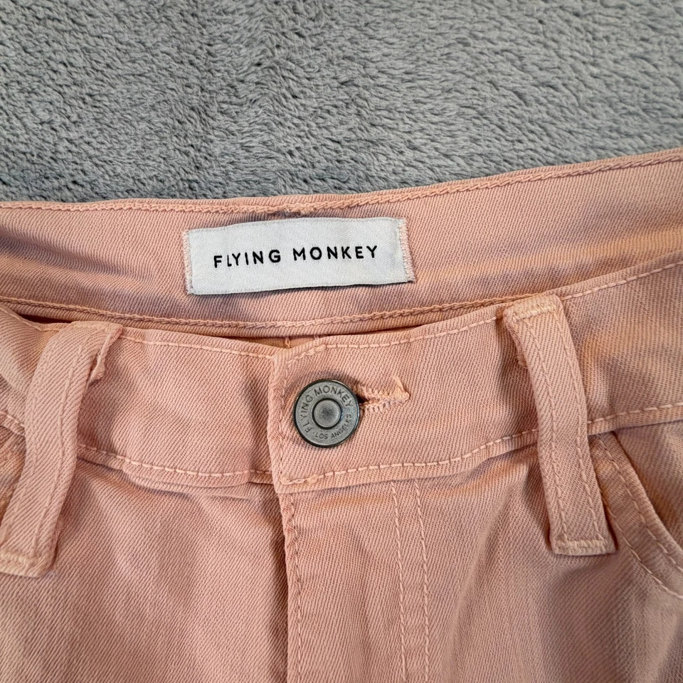 Pantalones de mezclilla recortados Flying Monkey rosa mezcla Tencel para mujer 27 tiro alto Foto 3 de 4