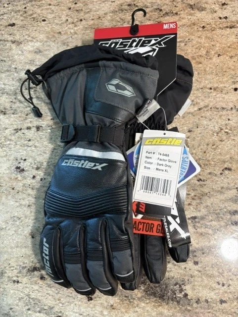 Castle X Factor Men's Snowmobile Gloves Winter Waterproof Dark Gray XL 74-5468