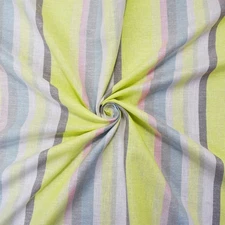 Light Yellow-Pink-Multi Cotton Famous Maker Vertical Stripe Shirting Fabric