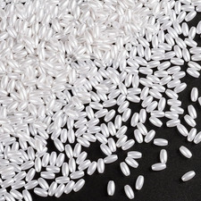 2000Pcs Oat Rice Beads, 4 X 8Mm White Pearl Beads for Jewelry Making Plastic G