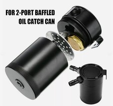 Universal 2-port Oil Catch Can W Baffle Turbo Tank Reservoir Black