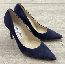 New Jimmy Choo Romy 85mm Suede Pump Heels In Navy Size: 35.5 (US 5.5)