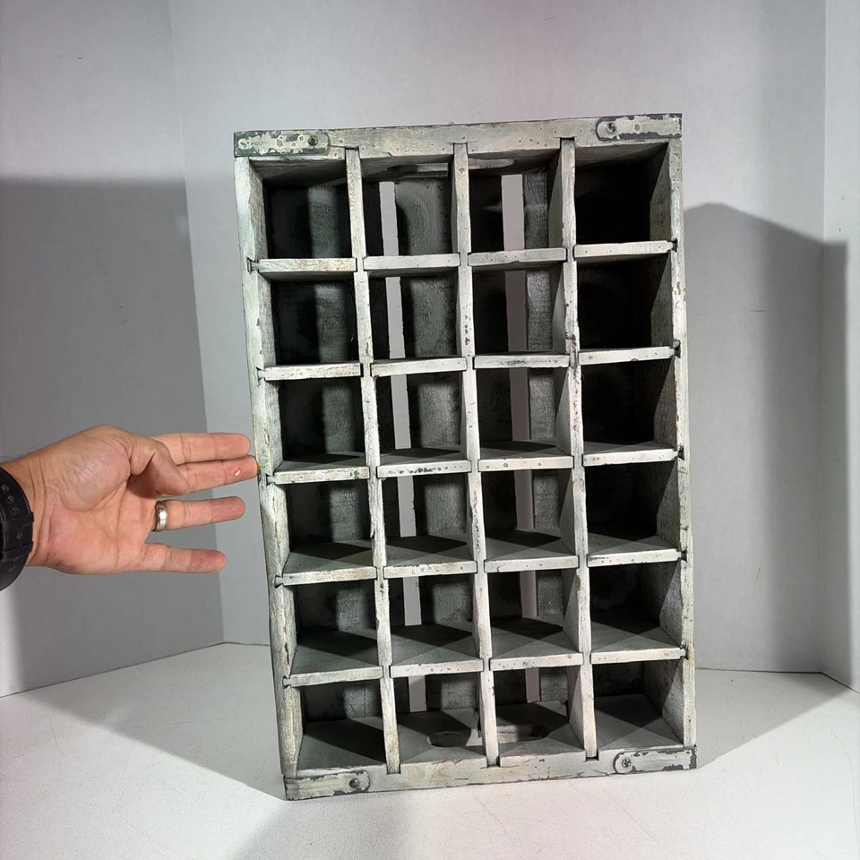 Vintage Rustic Wooden Coke Soda Bottle Crate 24 Slot Trinkets Shelf Wall Hanging - Image 3 of 4