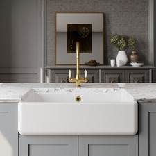 Nuie Thick Edged Butler Kitchen Sink 795x500mm Premium Quality Fireclay Modern