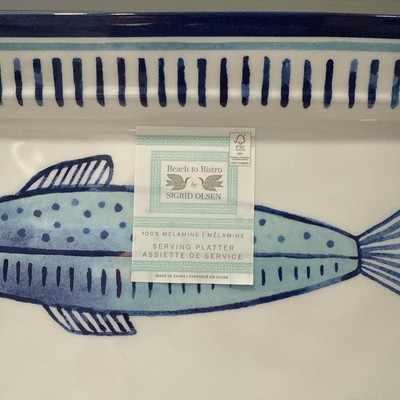 Sigrid Olsen Beach To Bistro FISH Melamine Serving Platter / Tray