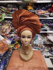 African Tradtional Burnt Orange Auto Gele Headtie
