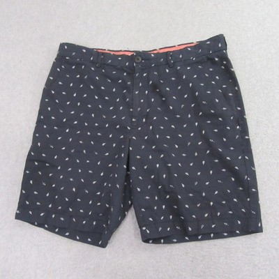 Unbranded Mens Chino Shorts 34 x 8 Navy Blue Allover Twig Nature Print