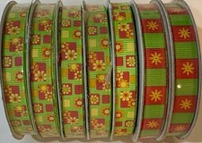 DD4 -3/8" - Dashes Dots  Checks Lot as Shown 28 Yards Retired Grosgrain Ribbon