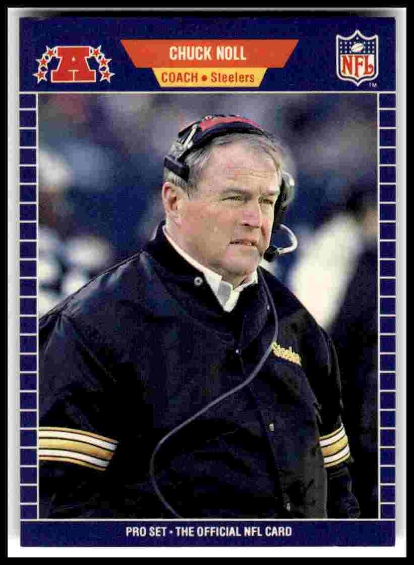 1989 Pro Set Football #355 Chuck Noll - Error + Corrected Set #355a 355b