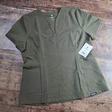 JAANUU Calix Fit  Flare Scrub Top Womens Large Olive Green ULTRAlast