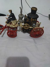 VINTAGE CAST IRON HORSE DRAWN FIRE PUMPER TRUCK