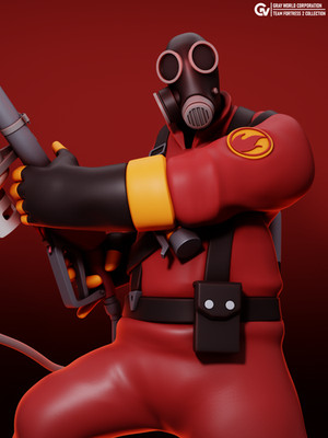 Team Fortress 2 : Pyro Statue - Hand-Painted  Gaming Figure, Geek Gift