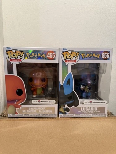Funko Pop! Charmander 455 (Pearlescent) + Lucario 856 - Pokemon Center Exclusive