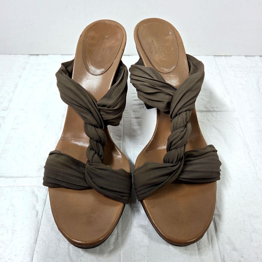 APL Gucci sandali mules tacco cachi marrone EU36 US6 90595c