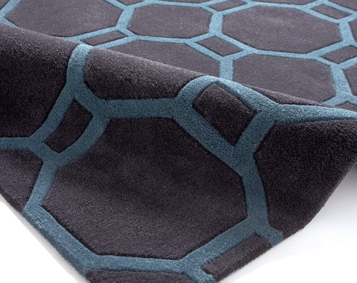 Hong Kong Octagon & Rectangle Rug 100% Hand Tufted Acrylic Large Geometric Mat - Picture 9 of 24
