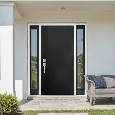 Modern Exterior Fiberglass Entry Front Door Black Textured Finish w/ Vinyl Frame