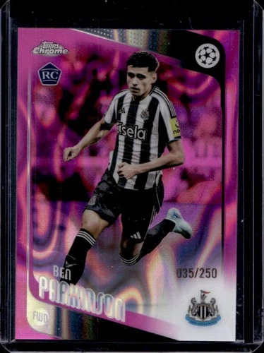2025-26 Topps Chrome UEFA CC Ben Parkinson RC Pink Lava Refractor Rookie #/250