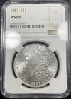 1887 Morgan Silver Dollar $1 NGC MS66 Gem Uncirculated