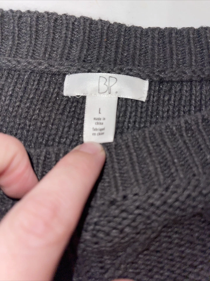 BP Womens Sweater Sz L Gray Long Sleeve Bobble & Arrow Stitch - Image 3 of 4