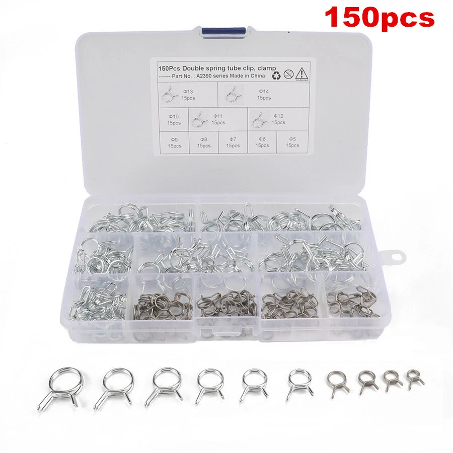 Car Motorcycle Double Wire Spring Clamp Fuel Line Hose Tube Clip Assortment 150x - Image 2 of 4