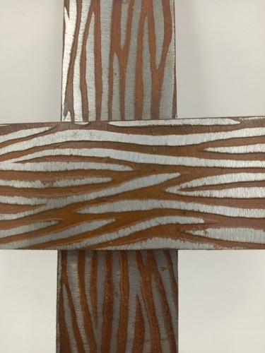 Wall Sconce Rustic Iron Hanging Cross Pillar Candle Holder - Picture 3 of 12