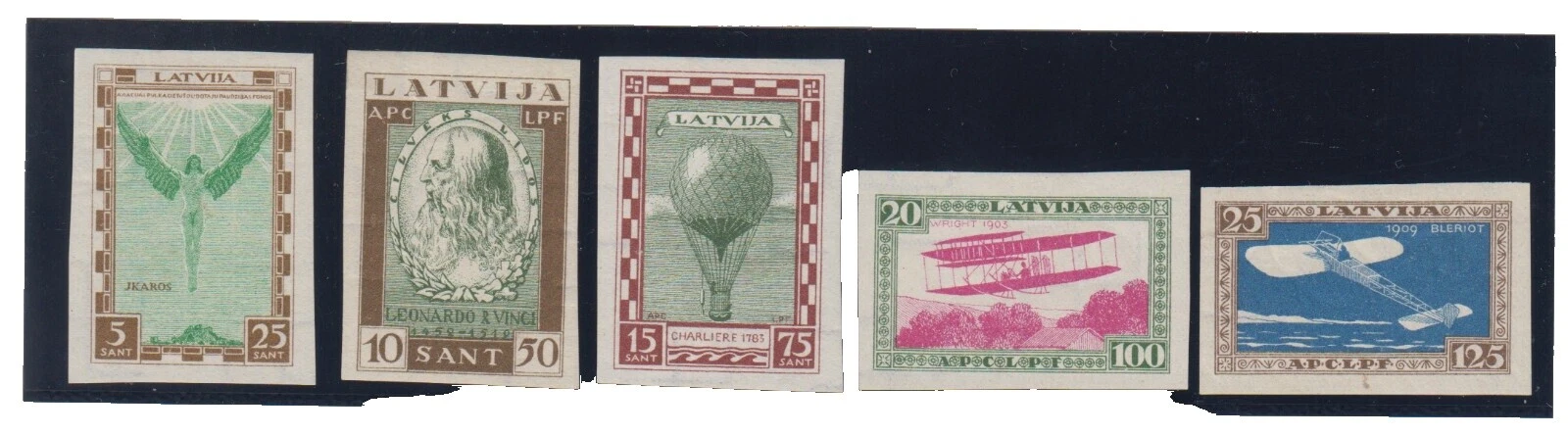 Correo aéreo con bisagras de menta sellos de Letonia