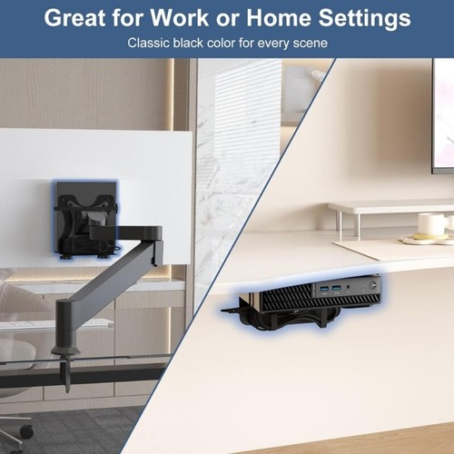 Small PC Mount Bracket Adjustable Mounting Space Saving Computer Holder Desk - Afbeelding 5 van 8
