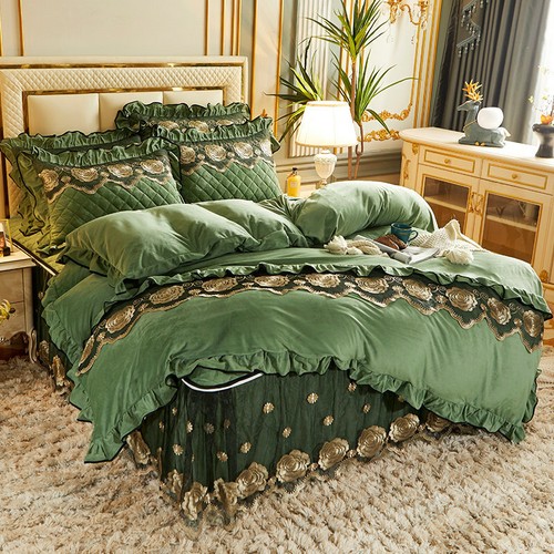 Spitze Samt Bettbezug Set mit 2 Kissenbezügen Doppelbett Queen Bettbezug Weich - Bild 8 von 101